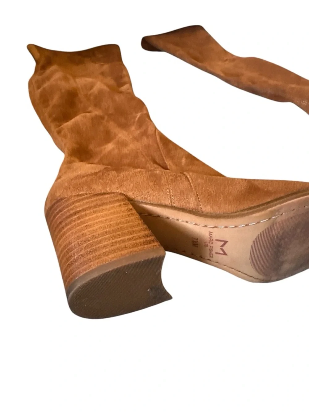 Marc‎ Fisher Tan Suede Over-the-Knee Block Heel Boots
